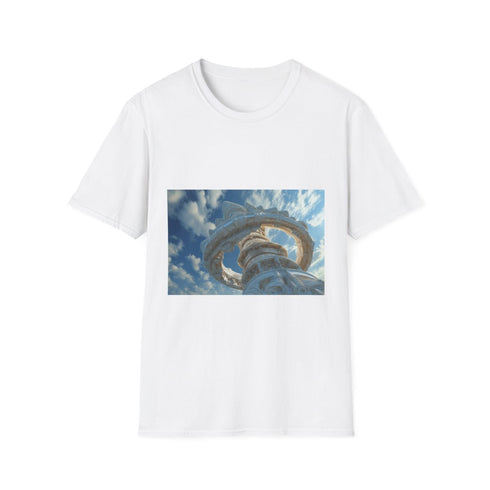 Sky Temple Rotating in Zero Gravity — Graphic Cotton T-Shirt — Front Graphic Print View