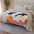 Sky Whales Swimming Through Mountains — 50×60 Plush Throw Blanket — 300 GSM Plush Coral Fleece Texture Close-Up