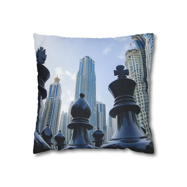 Skyscrapers Shaped Like Chess Pieces (Edition III) — Double-Sided Cushion Cover — Front Double-Sided Cushion View