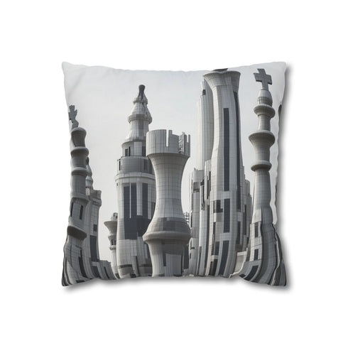 Skyscrapers Shaped Like Chess Pieces (Edition IV) — Double-Sided Cushion Cover — Front Double-Sided Cushion View