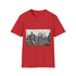 Skyscrapers Shaped Like Chess Pieces Graphic Unisex Softstyle T-Shirt - Red Variant