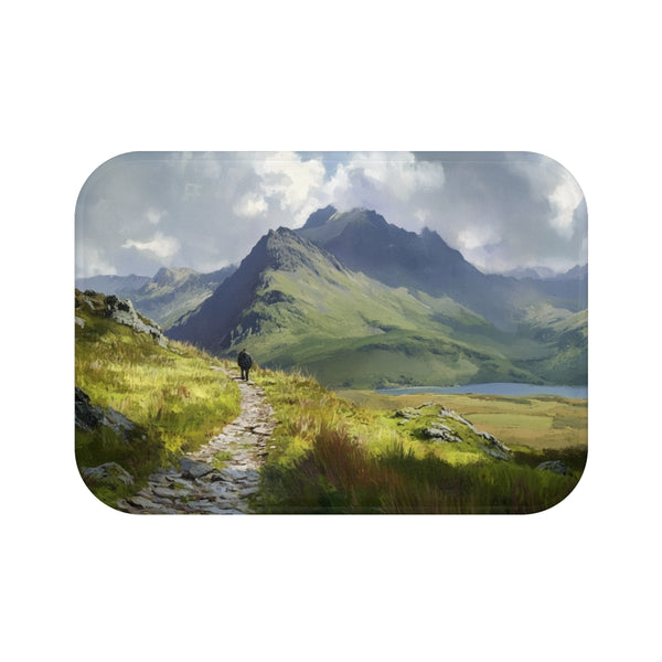 Snowdon Wales Painting (Edition VII) — 61×43 Memory Foam Bath Mat — Top-Down Velvet Microfibre Artwork View