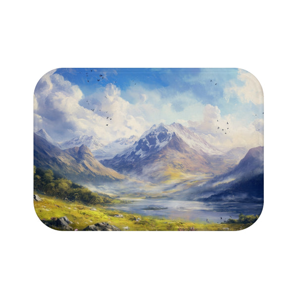 Snowdon Wales Painting (Edition XIII) — 61×43 Memory Foam Bath Mat — Top-Down Velvet Microfibre Artwork View