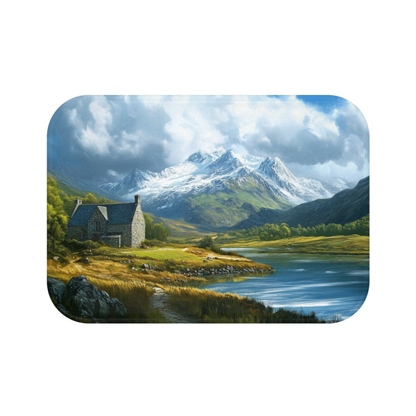 Snowdon Wales Painting (Edition XVI) — 61×43 Memory Foam Bath Mat — Top-Down Velvet Microfibre Artwork View