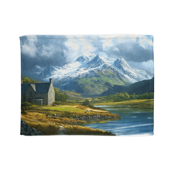 Snowdon Wales Painting (Edition XVII) — Plush Fleece Throw Blanket — Full Spread Plush Fleece Artwork View