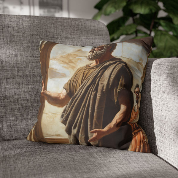 Socrates Teaching a Group of Students — Double-Sided Cushion Cover — Sofa & Armchair Living Room Lifestyle View