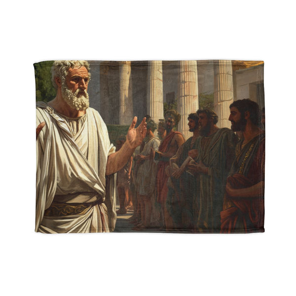 Socrates Teaching a Group of Students in — Plush Fleece Throw Blanket — Full Spread Plush Fleece Artwork View