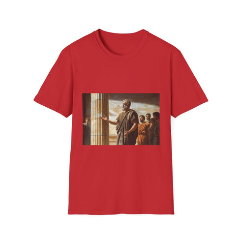 Socrates Teaching Group of Students Graphic Unisex Softstyle T-Shirt - Red Variant