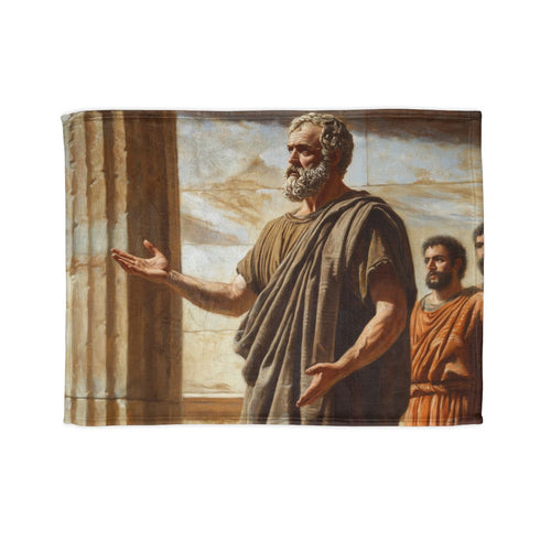 Socrates Teaching Group of Students — Plush Fleece Throw Blanket — Full Spread Plush Fleece Artwork View