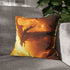 Solar Dragon Flying Between Suns — Faux Suede Cushion Cover — Sofa & Living Room Lifestyle View