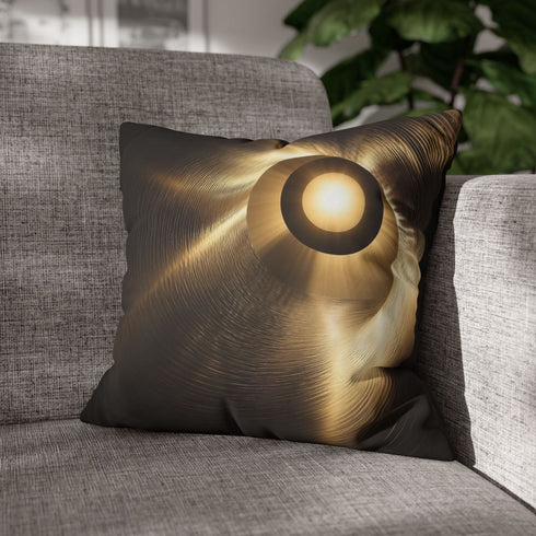 Solar Eclipse Casting Fractal Shadows — Faux Suede Cushion Cover — Sofa & Living Room Lifestyle View