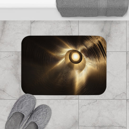Solar Eclipse Casting Fractal Shadows — 61×43 Memory Foam Bath Mat — Modern Bathroom Floor Lifestyle View