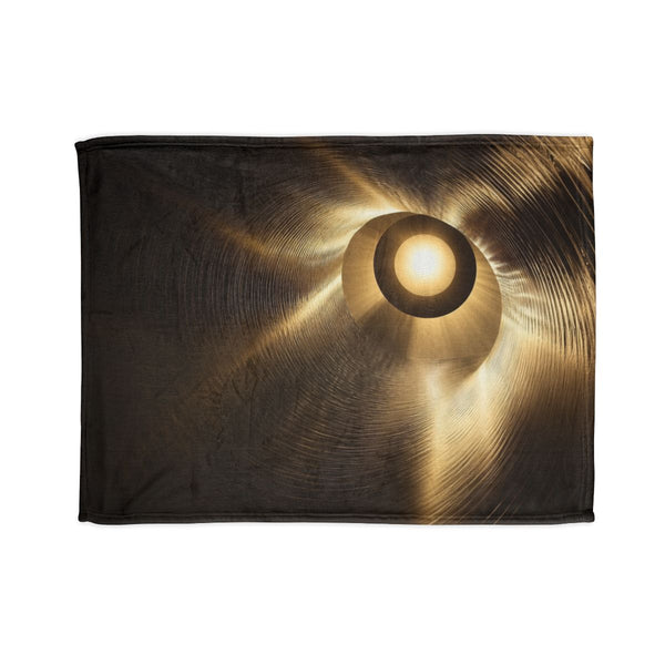 Solar Eclipse Casting Fractal Shadows — Plush Fleece Throw Blanket — Full Spread Plush Fleece Artwork View