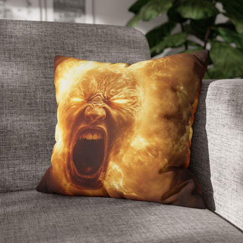 Solar Flare Shaped Like Screaming Face — 40×40 Cushion Cover — Sofa & Living Room Lifestyle View
