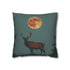 Solar Stag Standing under Twin Moons — 40×40 Cushion Cover — Front 40×40 cm Square Cushion View