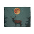 Solar Stag Standing under Twin Moons — 50×60 Plush Throw Blanket — Full Flat Artwork View