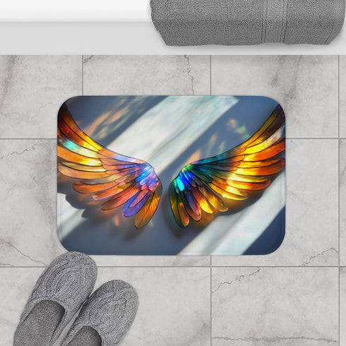 Solar Wings Casting Prism Shadows — Memory Foam Bath Mat — Modern Bathroom Floor Lifestyle View