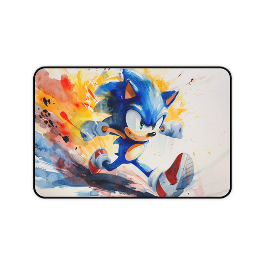 Sonic Watercolor Desk Mat: Speed in Style