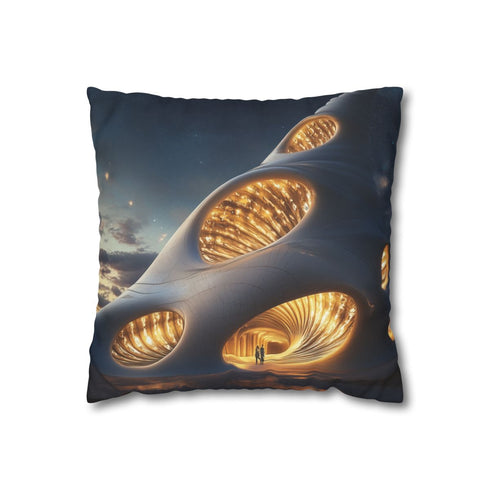 Space Cathedral Shaped Like Seashell — Faux Suede Cushion Cover — Front 40×40 cm Square Cushion View