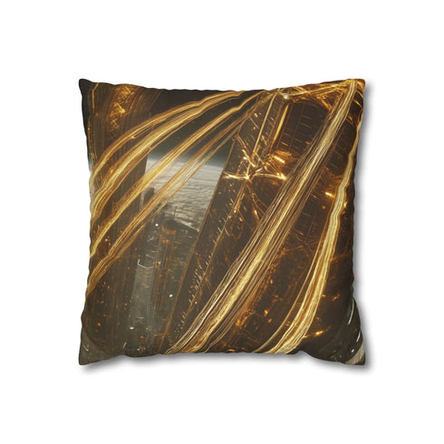 Space Elevator Made of Gold Threads — 40×40 Cushion Cover — Front 40×40 cm Square Cushion View