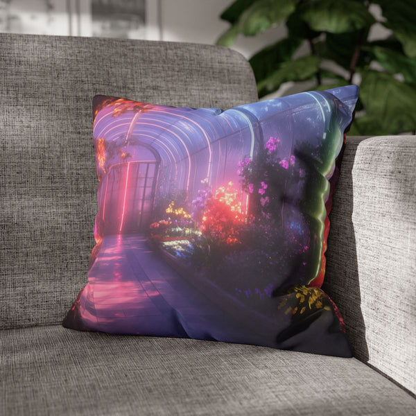 Space Garden in Glowing Greenhouse (Edition III) — Double-Sided Cushion Cover — Sofa & Armchair Living Room Lifestyle View
