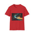 Space Highway with Comet Traffic Graphic Unisex Softstyle T-Shirt - Red Variant
