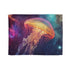 Space Jellyfish Swimming Through Nebula — 50×60 Plush Throw Blanket — Full Spread Plush Fleece Artwork View