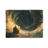 Space Monk Chanting Inside Black Hole — Plush Fleece Throw Blanket — Full Flat Artwork View