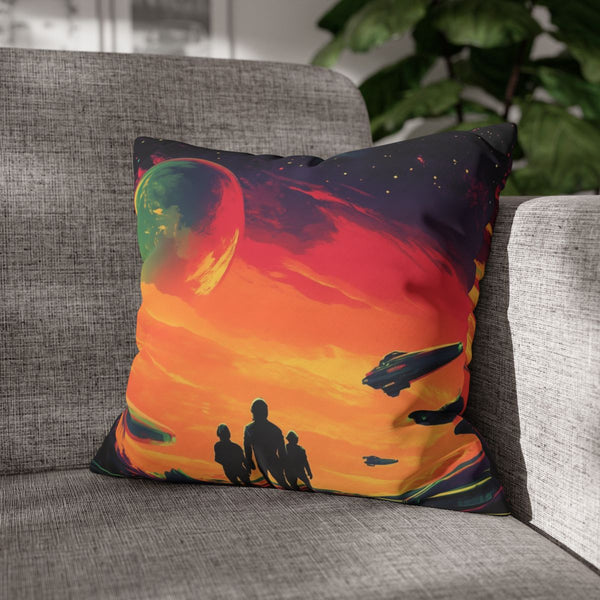 Space Opera Poster with Vivid Colors (Edition III) — Double-Sided Cushion Cover — Sofa & Armchair Living Room Lifestyle View