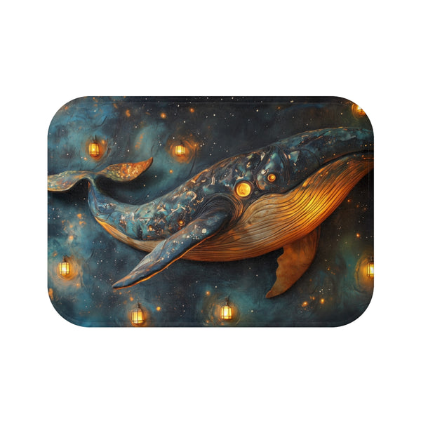 Space Whale with Lantern Eyes (Edition II) — Memory Foam Bath Mat — Top-Down Memory Foam Bath Mat View