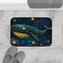 Space Whale with Lantern Eyes — 61×43 Memory Foam Bath Mat — Modern Bathroom Floor Lifestyle View