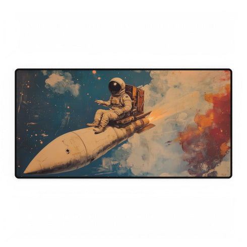 Spaceman Riding Comet — XXL Gaming Desk Mat — Full Top-Down Artwork View