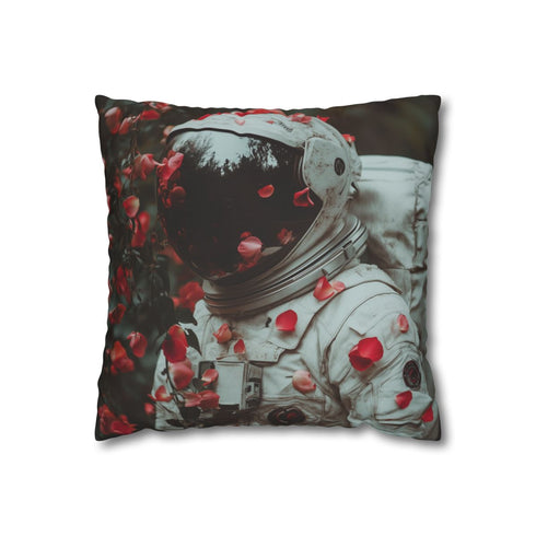 Spacesuit Blooming with Rose Petals — Double-Sided Cushion Cover — Front Double-Sided Cushion View