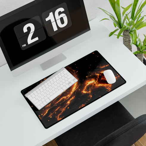 Spacetime Rift Glowing Above Tree Roots — XL & XXL Desk Mat — Gaming & Workspace Desk Setup View
