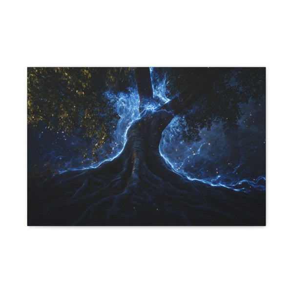 Spacetime Rift Glowing Above Tree Roots (Edition IV) — 24×16 Canvas Wall Art — Front Gallery-Wrapped Canvas View