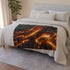 Spacetime Rift Glowing Above Tree Roots — 50×60 Plush Throw Blanket — 300 GSM Plush Coral Fleece Texture Close-Up