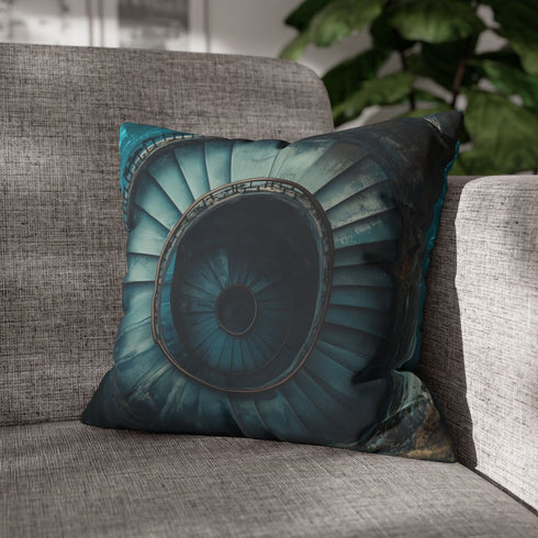 Spiral Staircase Leading Into Ocean Tren — Double-Sided Cushion Cover — Sofa & Armchair Living Room Lifestyle View
