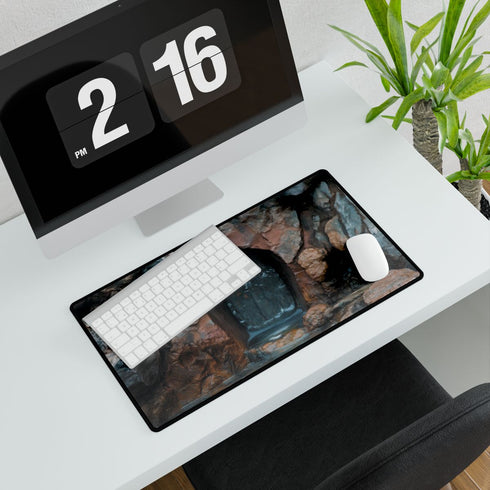 Spirit Portal Opening Through Rock Wall (Edition II) — XL Gaming Desk Mat — Gaming & Workspace Desk Setup View