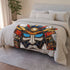 Stained Glass Samurai Mask (Edition III) — 50×60 Plush Throw Blanket — Draped Over Sofa & Bed Lifestyle View