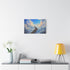 Surreal Staircase Ascending to Clouds — Stretched Canvas Wall Art — Living Room Wall Lifestyle View