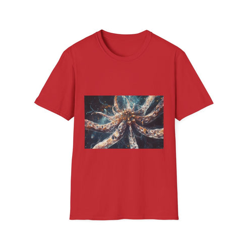 Starborn Creature Made of Fractals Graphic Unisex Softstyle T-Shirt - Red Variant