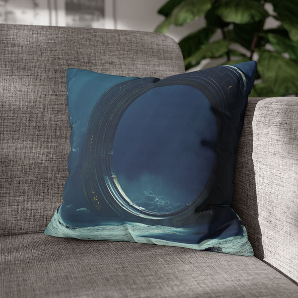 Stargate Opening Beneath Ocean Floor (Edition IV) — Double-Sided Cushion Cover — Sofa & Armchair Living Room Lifestyle View