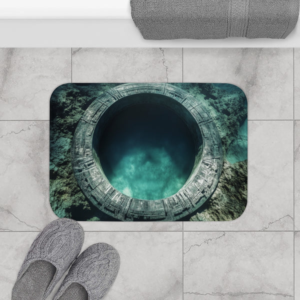 Stargate Opening Beneath Ocean Floor — Memory Foam Bath Mat — Modern Bathroom Floor Lifestyle View