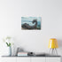 Steam Powered Dragon Curled on Mountain — Stretched Canvas Wall Art — Living Room Wall Lifestyle View