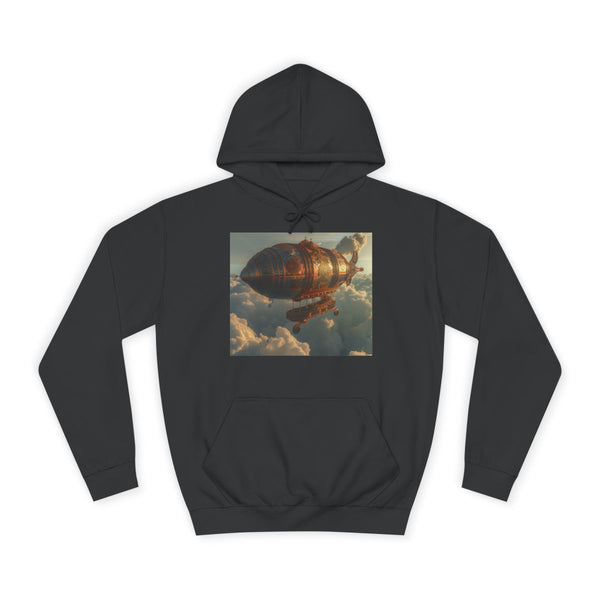 Steampunk Airship in the Sky — Heavyweight Graphic Hoodie — Front Heavyweight Fleece Hoodie View