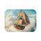 Steampunk Airship Sailing Through Clouds (Edition III) — 61×43 Memory Foam Bath Mat — Top-Down Velvet Microfibre Artwork View