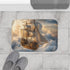 Steampunk Airship Sailing Through Clouds — 61×43 Memory Foam Bath Mat — Modern Bathroom Floor Lifestyle View