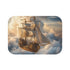 Steampunk Airship Sailing Through Clouds — 61×43 Memory Foam Bath Mat — Top-Down Velvet Microfibre Artwork View