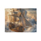 Steampunk Airship Sailing Through Clouds — 50×60 Plush Throw Blanket — Full Flat Artwork View
