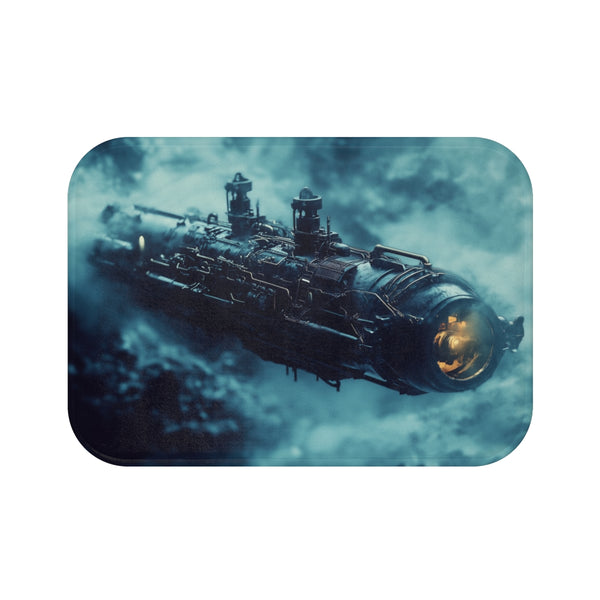 Steampunk Submarine in an Abyss (Edition IV) — Memory Foam Bath Mat — Top-Down Memory Foam Bath Mat View